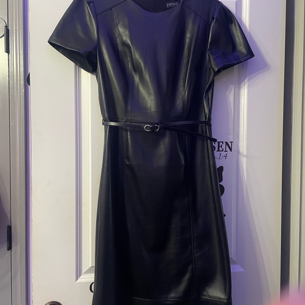 Chic Black Faux Leather Midi Dress